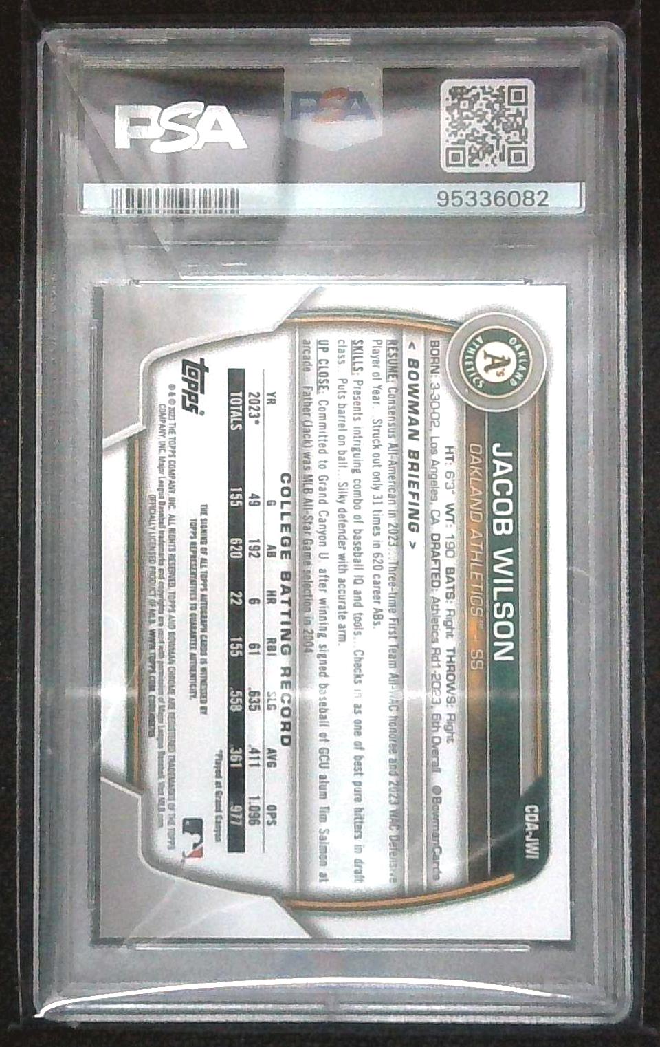 2023 Bowman Draft Baseball Jacob Wilson 1st Bowman Chrome Auto PSA 10