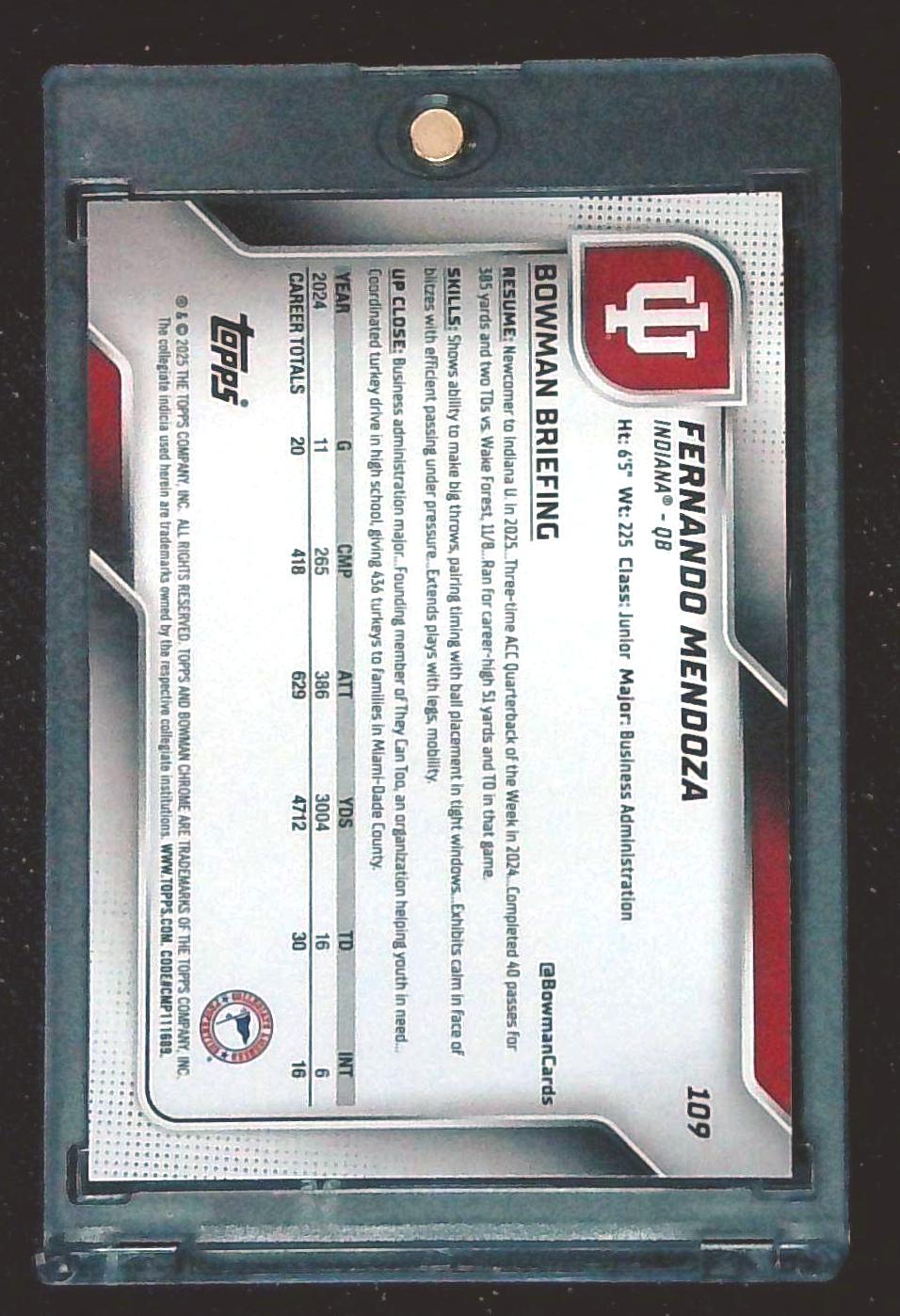 2025 FERNANDO MENDOZA BOWMAN CHROME U X-FRACTOR 1st BOWMAN
