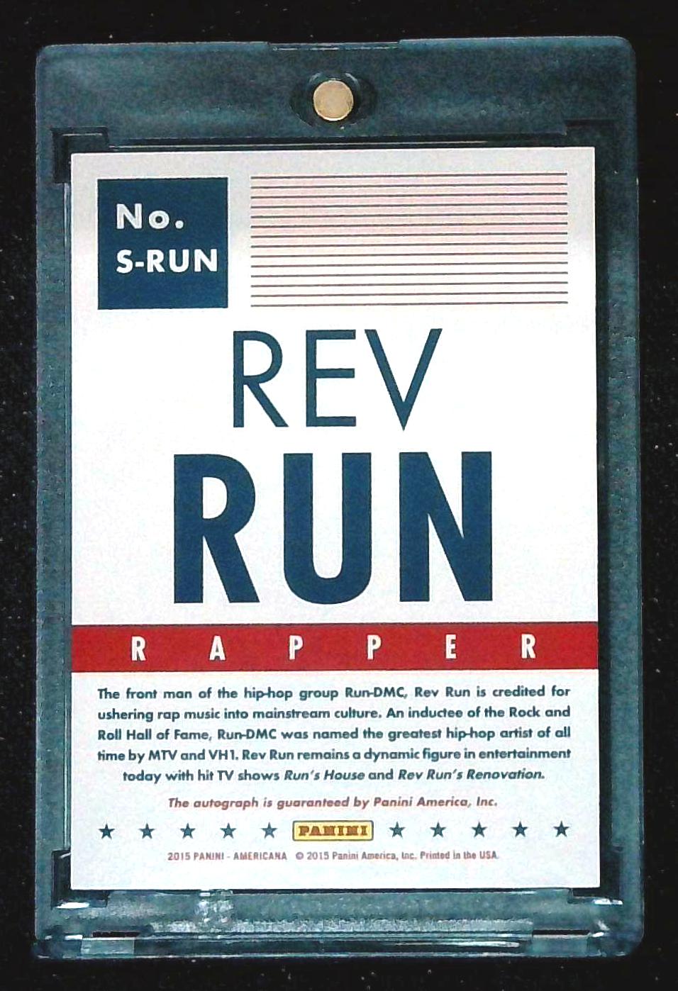 2015 Panini Americana Rev Run #S-RUN Auto Autograph Rapper “RUN DMC”