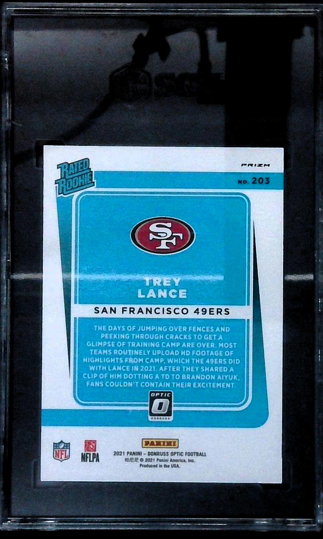 2021 Donruss Optic Trey Lance Blue Hyper Rated Rookie SGC 9.5