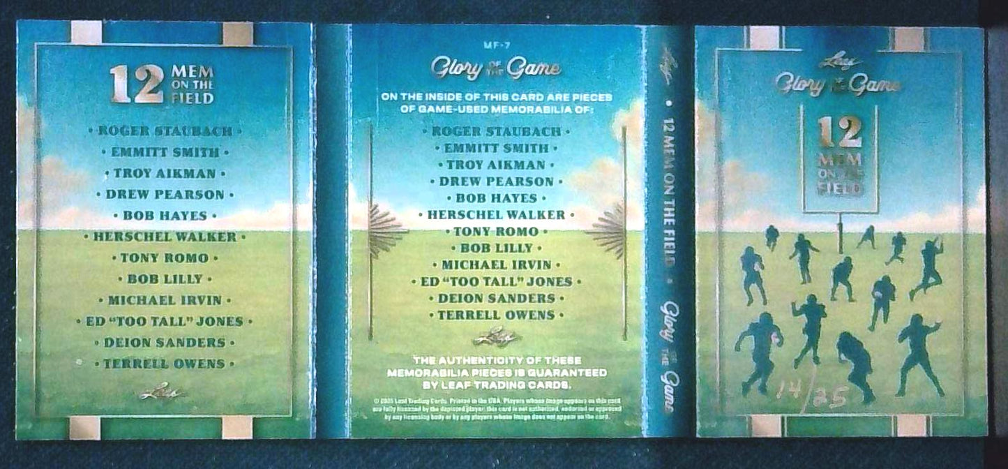 2025 Leaf Glory of the Game 12 Mem On The Field 6/25 HOF Cowboys Staubach Aikman