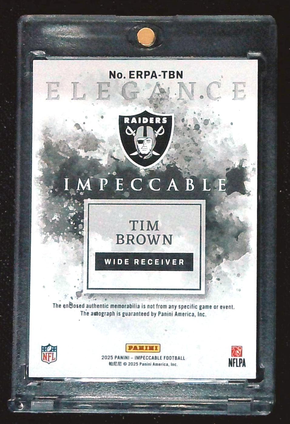 2025 Panini Impeccable Elegance Tim Brown Patch On Card Auto /35 Raiders