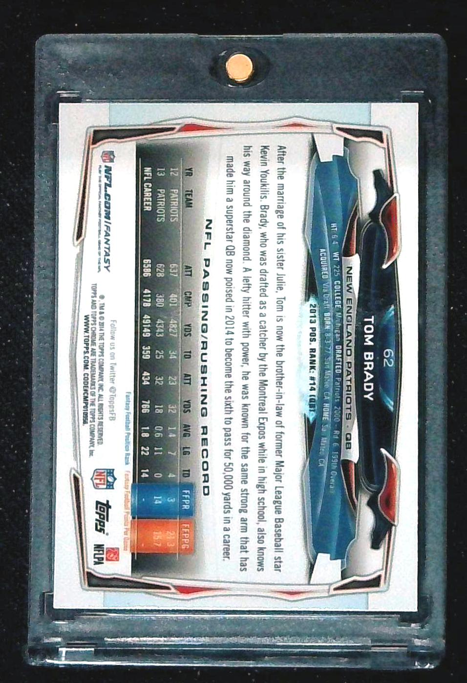 2014 Topps Chrome Tom Brady #62 Refractor New England Patriots