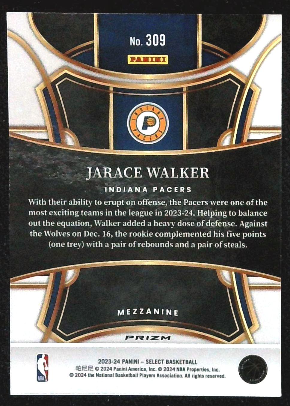 2023-24 Panini Select - Mezzanine Level Jarace Walker Tiger Stripes Prizm (RC)
