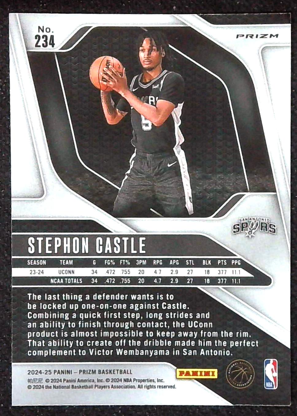 2024-25 Panini Prizm - Stephon Castle #234 Ice Prizm (RC) Spurs