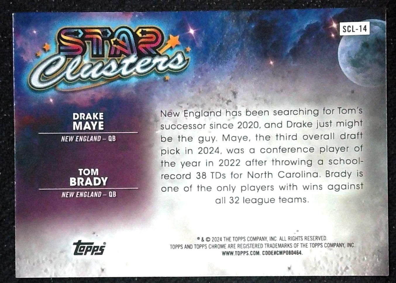 DRAKE MAYE TOM BRADY 2024 TOPPS COSMIC CHROME STAR CLUSTERS PATRIOTS