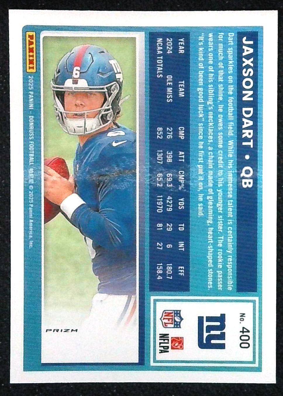 2025 Panini Donruss Optic - Rated Rookie Jaxson Dart #273 Blue Scope Prizm (RC)