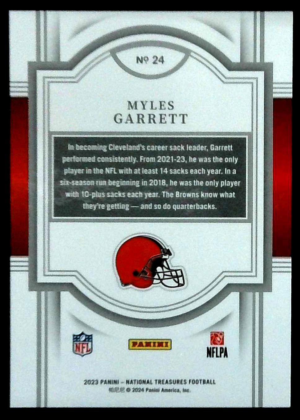 Panini 2023 National Treasures Myles Garrett #24 Browns /13