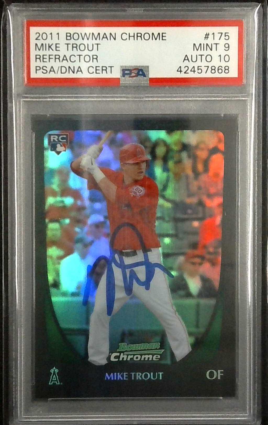 2011 Bowman Chrome Mike Trout Rookie Refractor Auto PSA 9 Auto 10 Pop 3