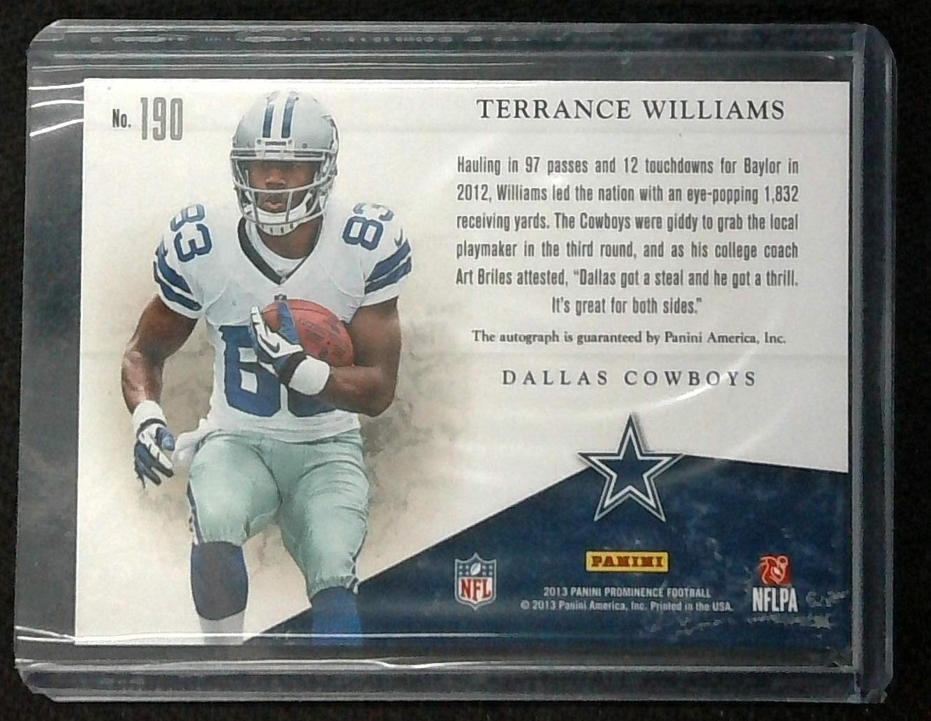 2013 Panini Prominence Terrance Williams Rookie Auto /104 Cowboys
