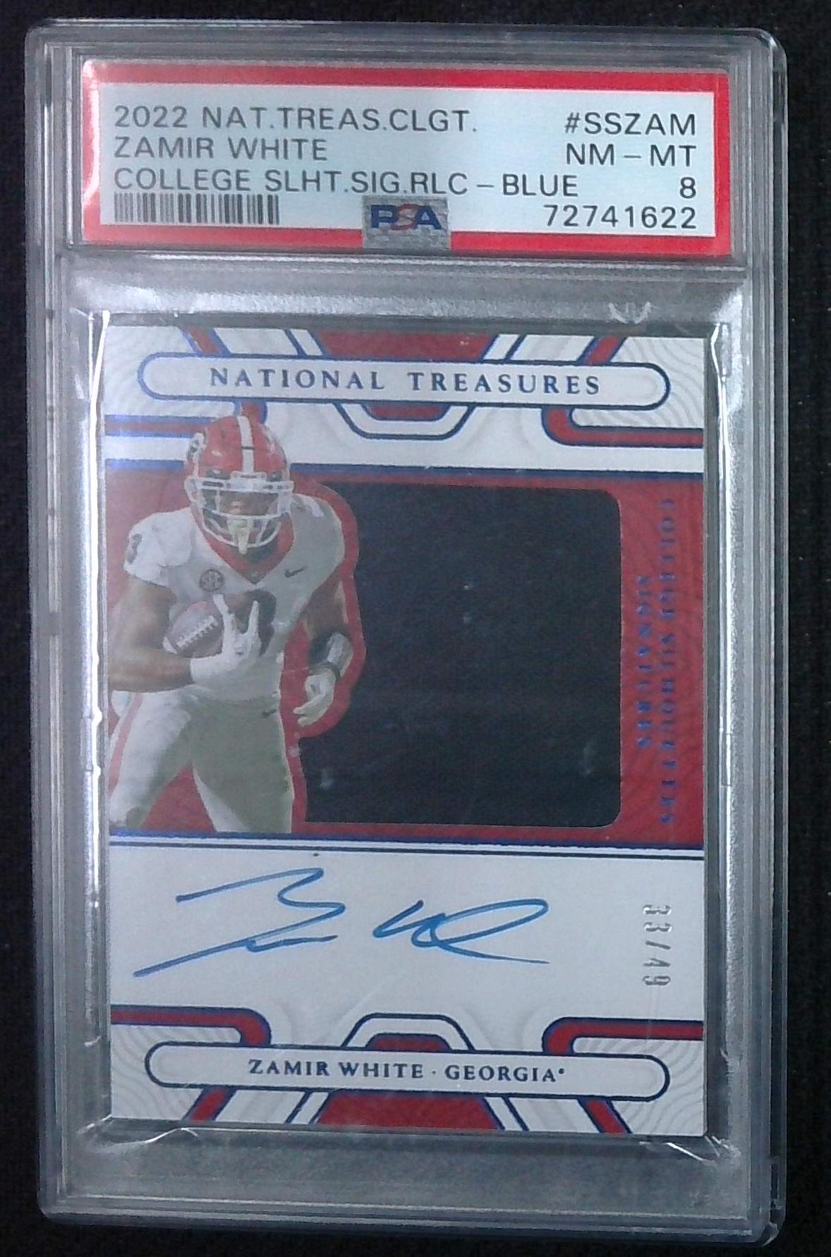Zamir White 2022 National Treasures ON-CARD AUTO Collegiate RPA Patch #'d /49 PSA 8