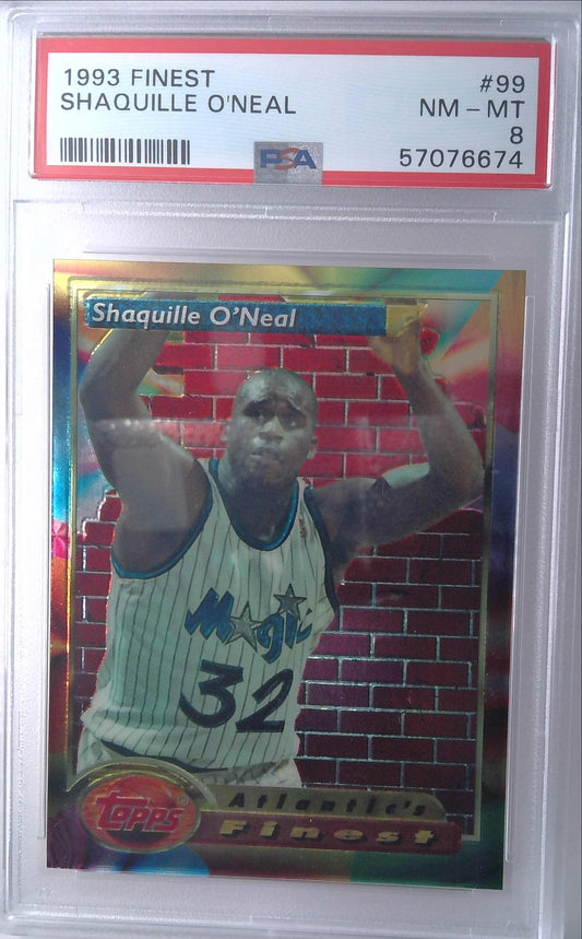 1993-94 Topps Finest Shaquille O’Neal Shaq Card #99 PSA 8