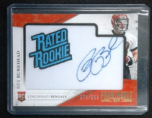 2013 Panini Prominence Rex Burkhead Bengals Rated Rookie Patch Auto /208 RC #177