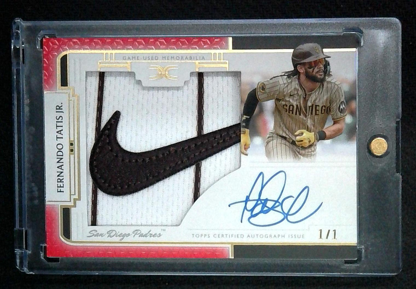 Fernando Tatis Jr. 2024 Topps Definitive/ Red Game Used Jersey Relic Auto 1/1 NIKE Swoosh!
