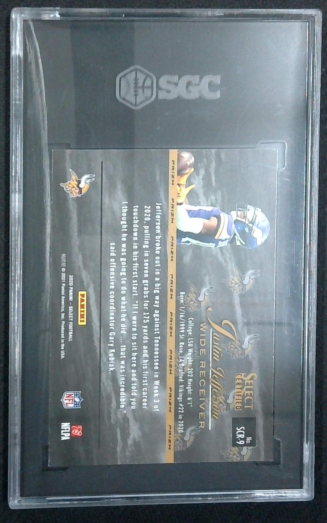 2020 Select Certified Rookies #SCR-9 Justin Jefferson (RC) Graded SGC 9.5