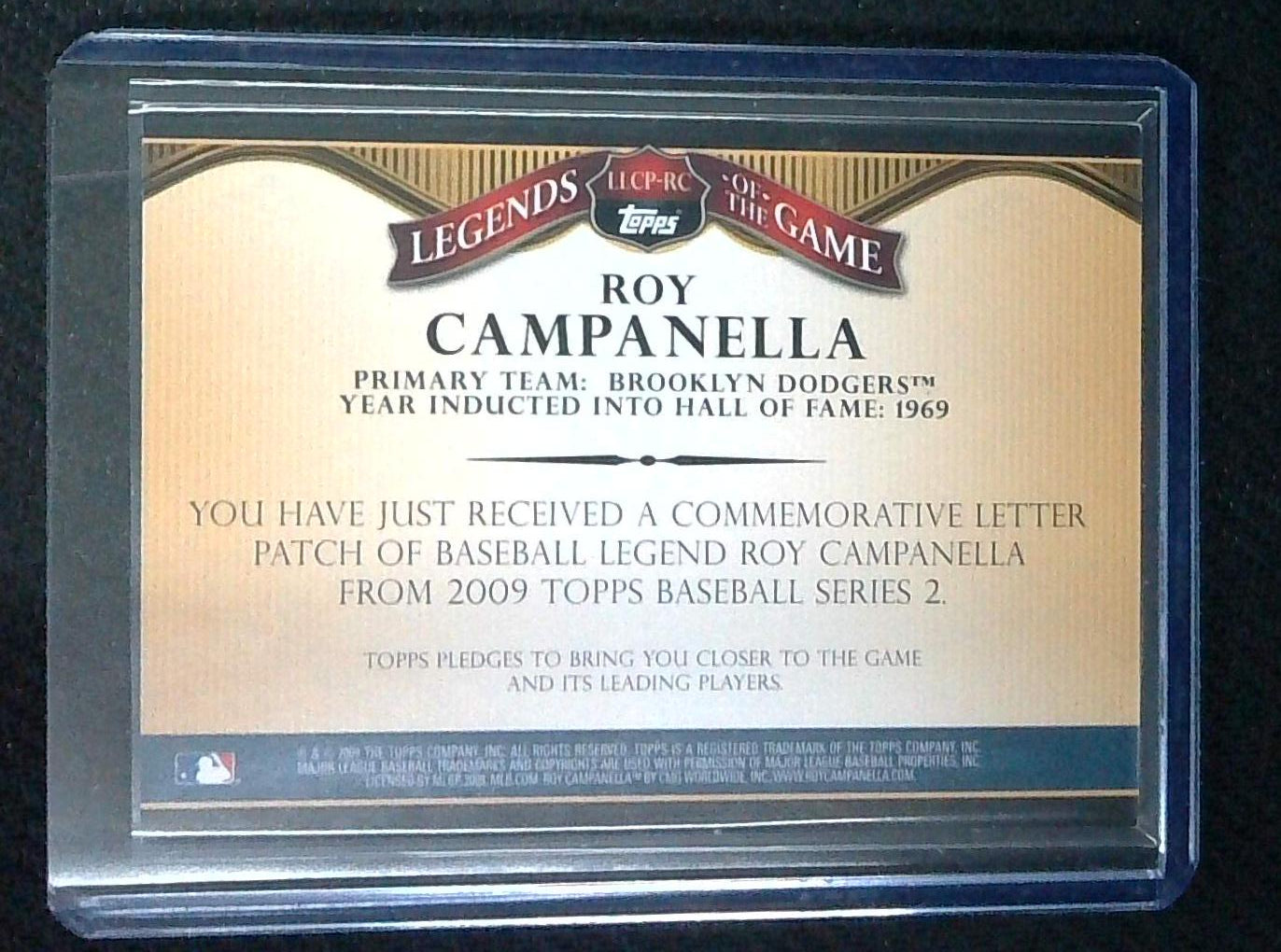 2009 Roy Campanella Topps Legends of The Game Letter Patch Card 31/50 SSP RARE