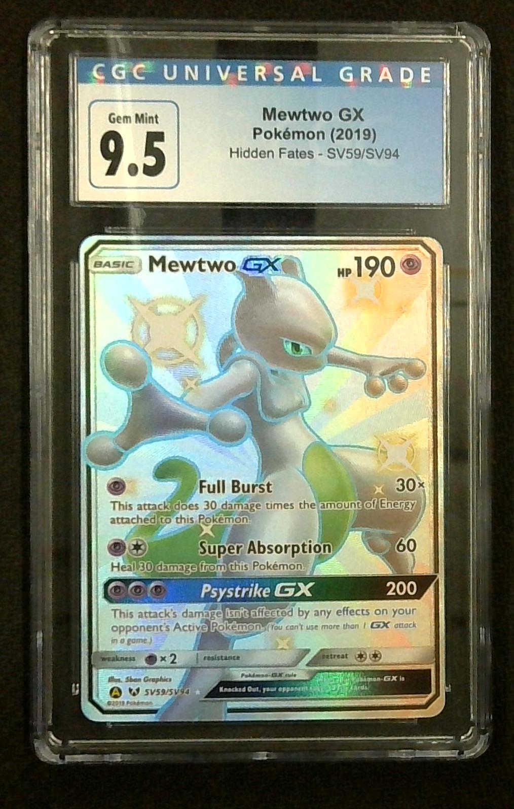 Pokemon 2019 Hidden Fates Mewtwo GX SV59/SV94 Full Art CGC 9.5 GEM MINT