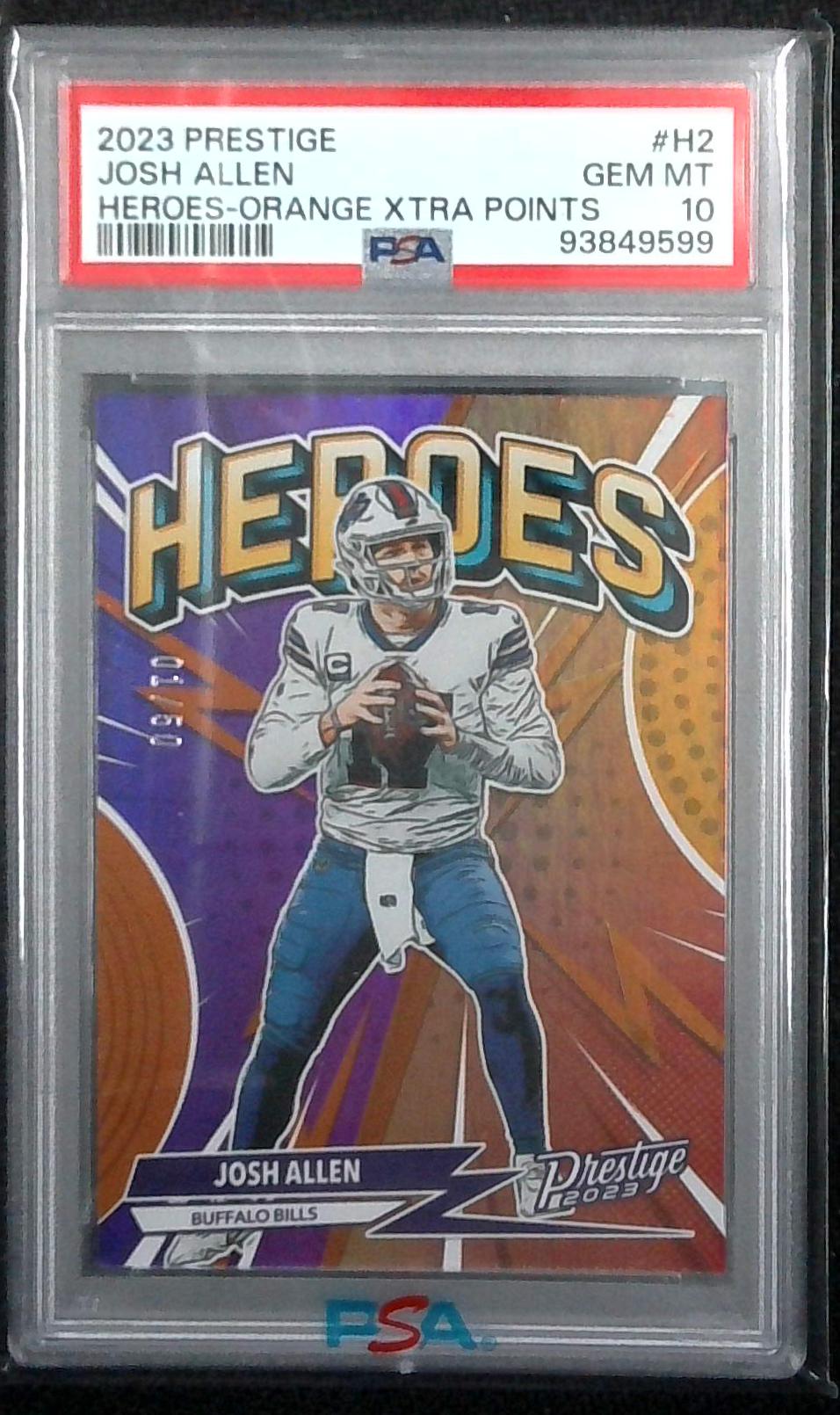 2023 Prestige Josh Allen Heroes Orange Xtra Points /50 PSA 10 Bills