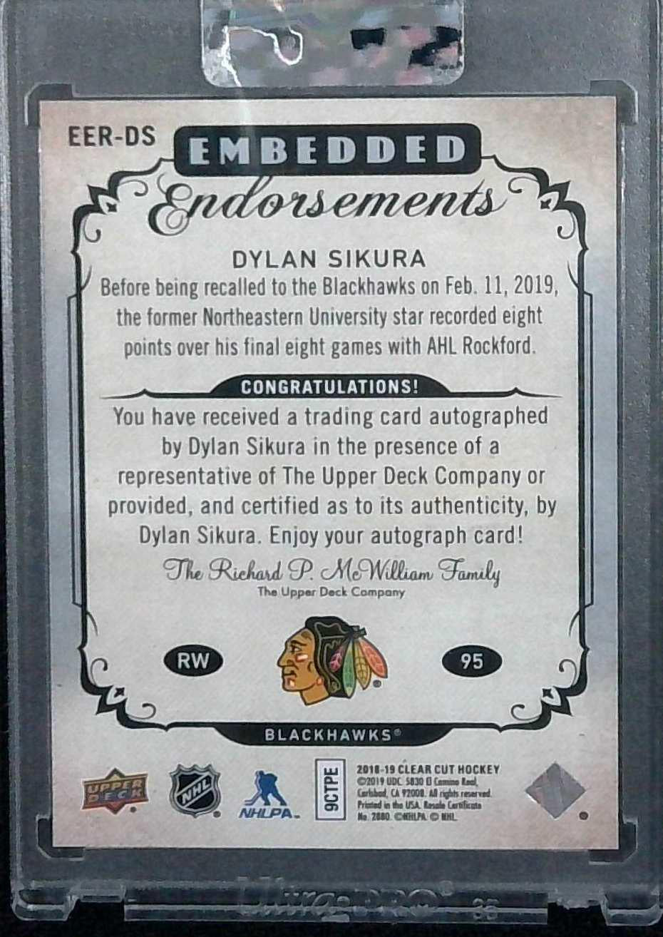 2018-19 Upper Deck Embedded Endorsements Dylan Sikura Rookie Auto /99
