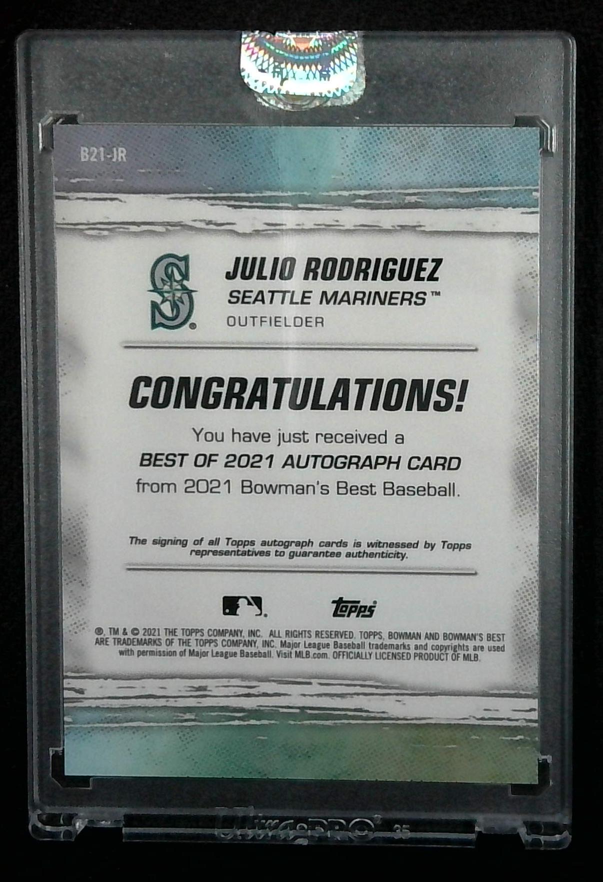 2021 Bowman's Best Julio Rodriguez Best of 2021 Auto Rookie RC #B21-JR