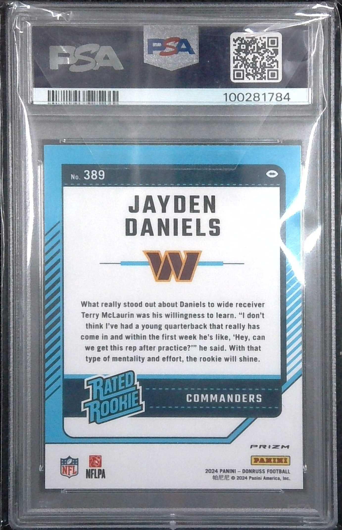 2024 Donruss Optic Preview Red Pandora Jayden Daniels Rated Rookie PSA 10
