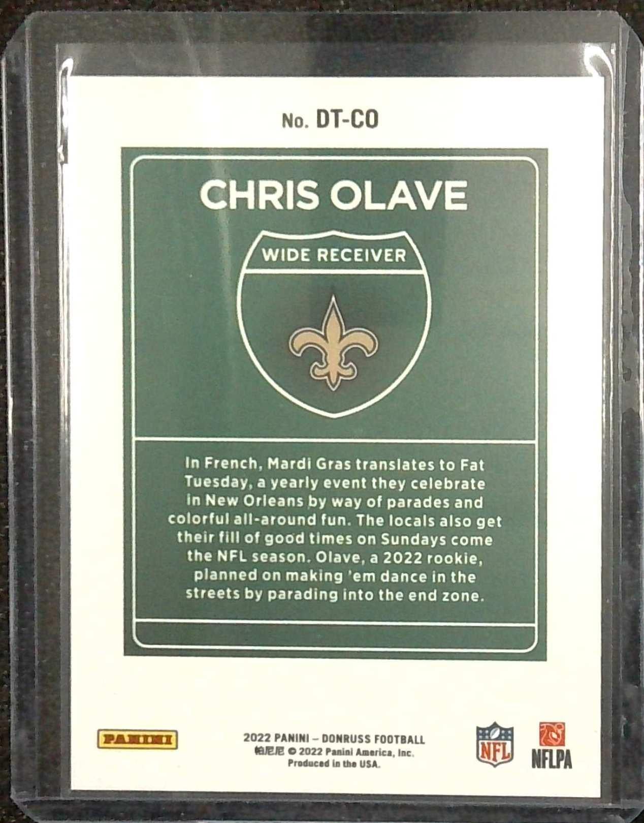 2022 PANINI DONRUSS CHRIS OLAVE Saints DOWNTOWN ROOKIE SSP Case Hit