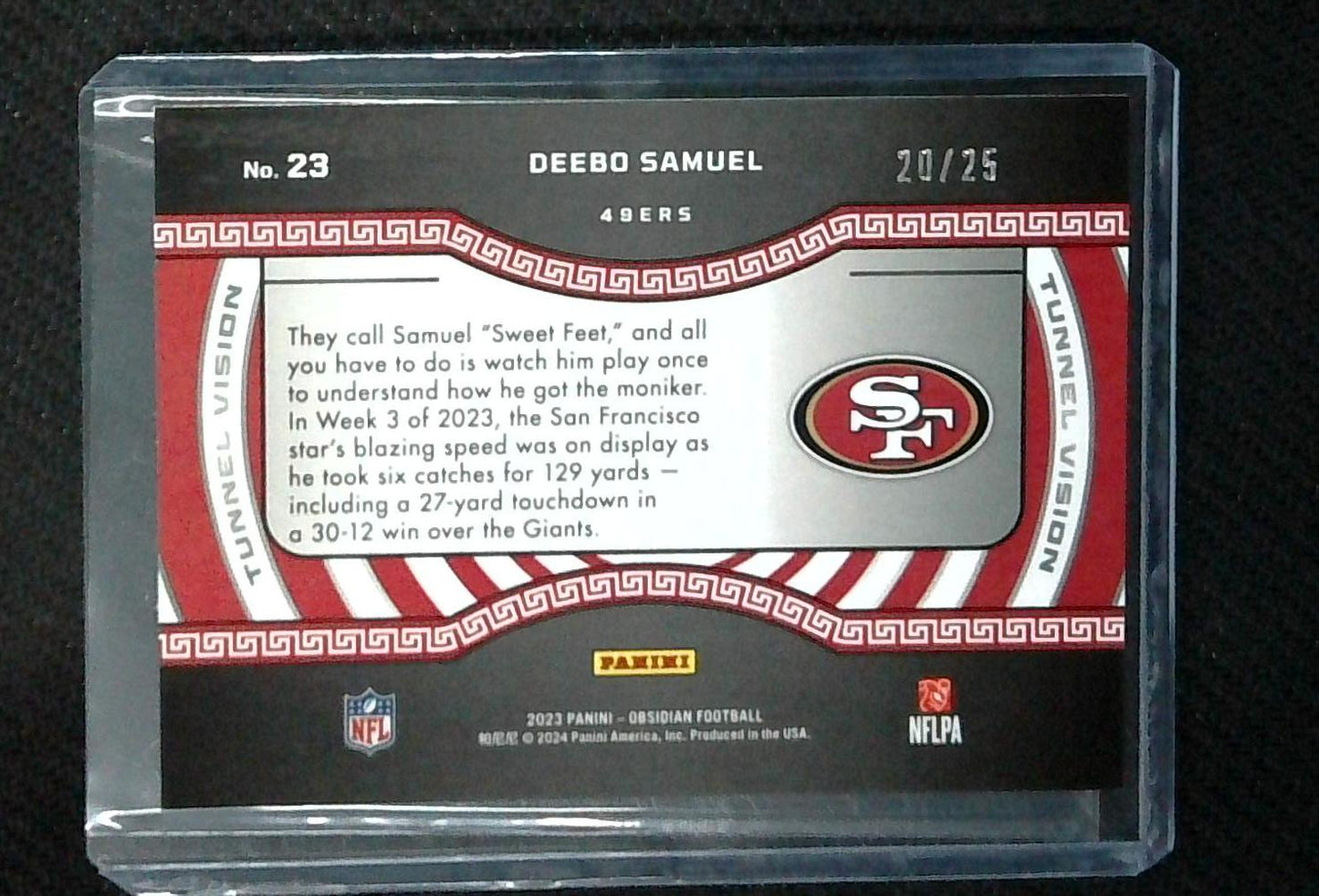 2023 Obsidian Tunnel Vision Deebo Samuel /25 49ers