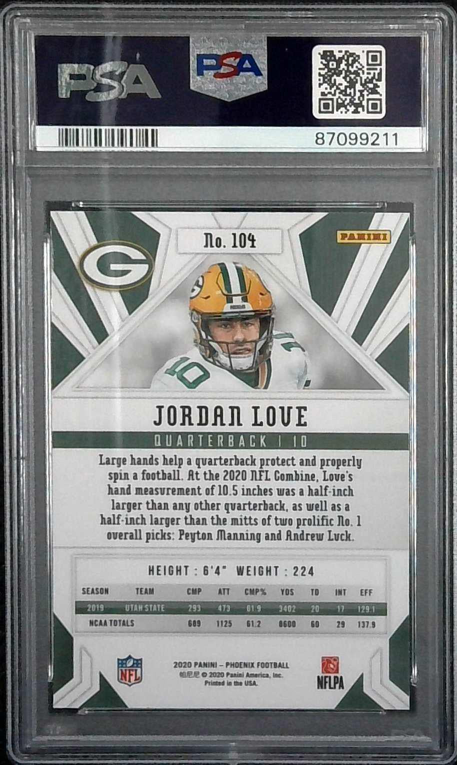 2020 Phoenix JORDAN LOVE Fire Burst #104 PSA 10 GEM MINT RC Rookie Card Packers