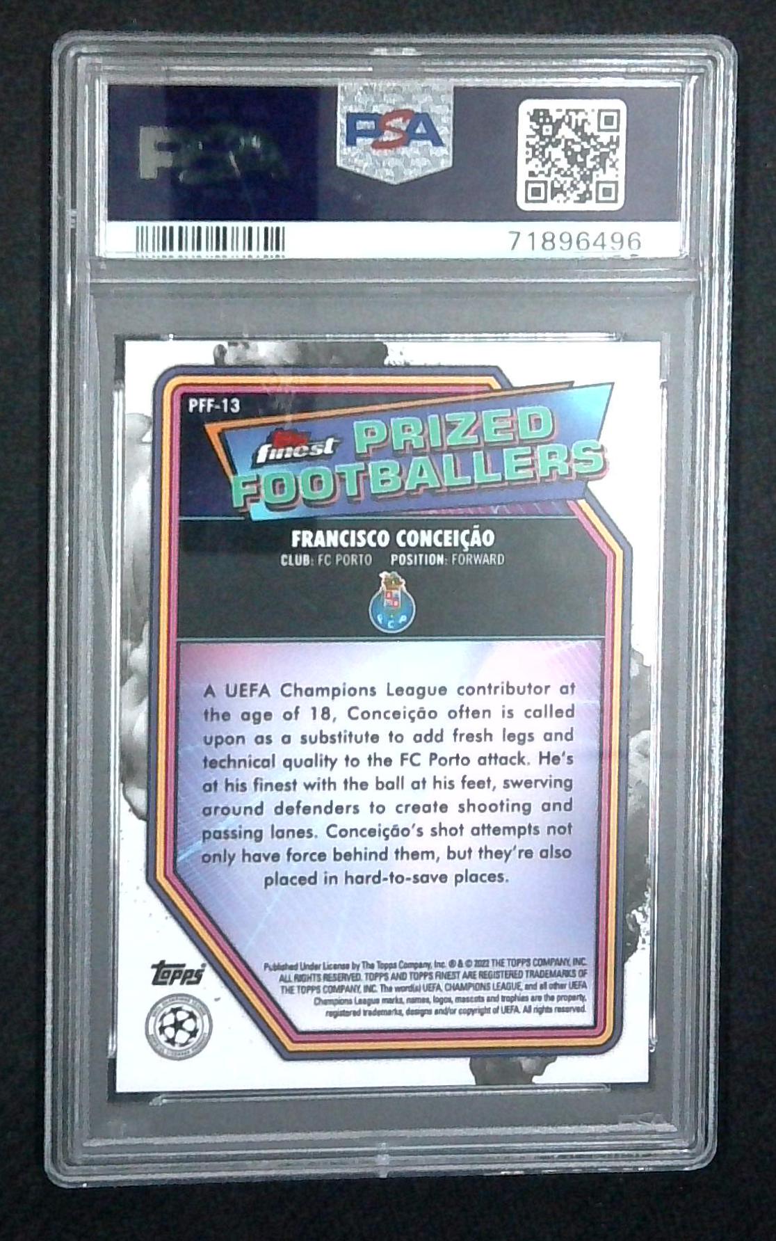 Francisco Conceicao 2021/22 Topps Finest UCL Prized Footballers Red Gold PSA 10