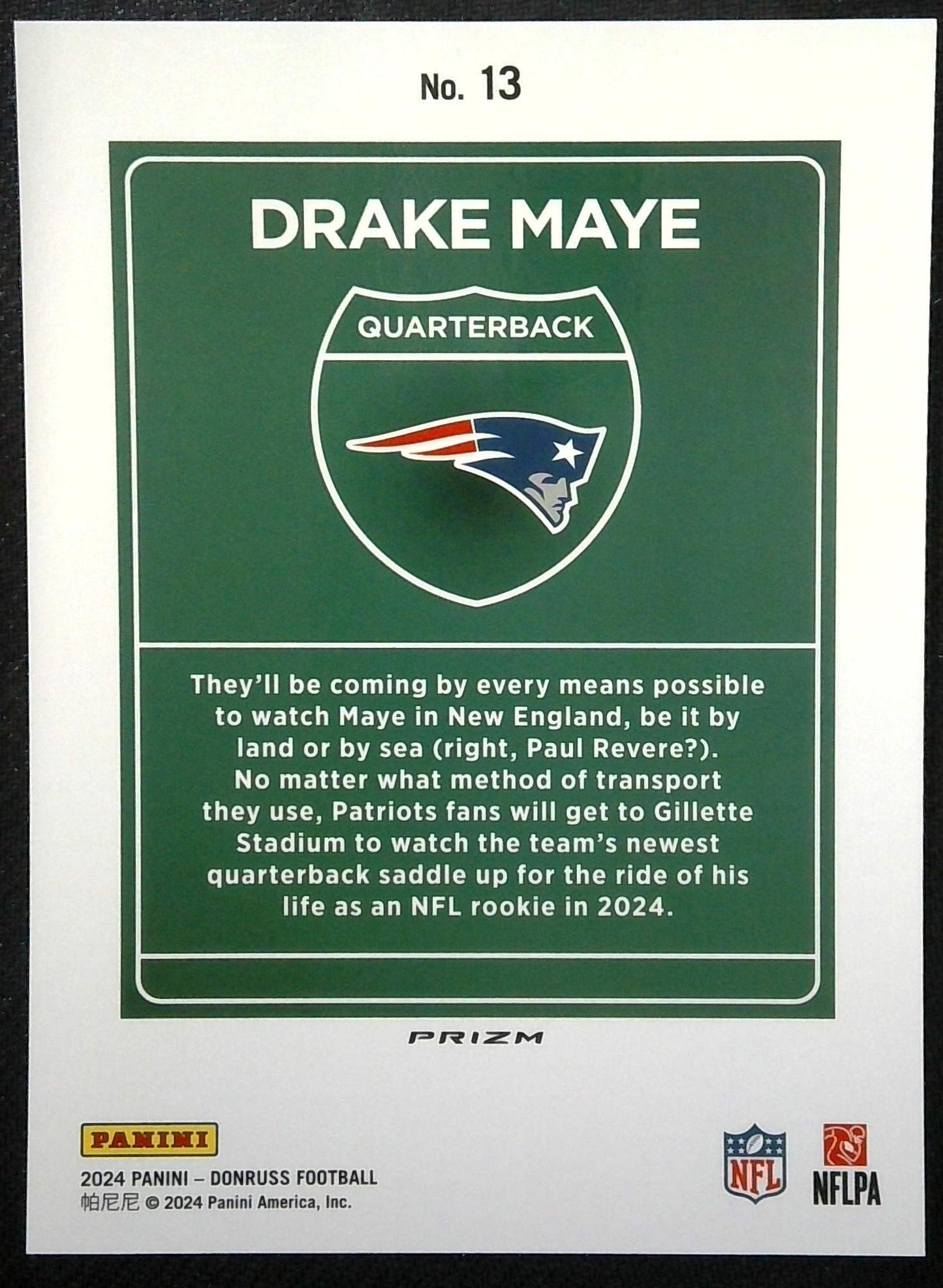 2024 Panini Donruss Drake Maye Oversize Jumbo Downtown (RC) #13