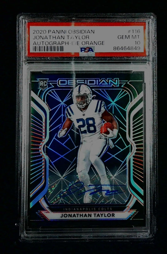 2020 Panini Obsidian E/E Orange Jonathan Taylor #116 RC Auto /75 PSA 10