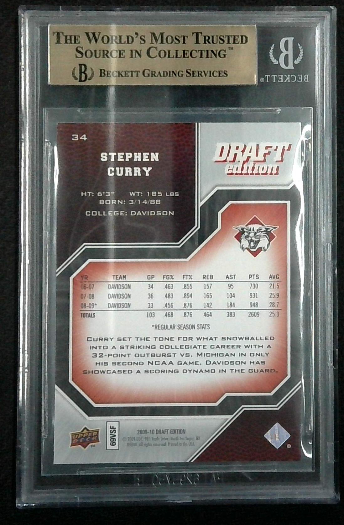 2009-10 Upper Deck Draft Edition Stephen Curry Rookie RC #34 BGS 9.5