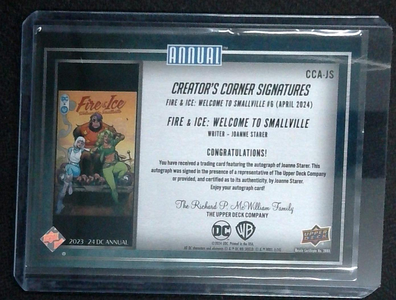 2024 Upper Deck DC Annual Creator Corner Signatures Joanne Starer AUTO Fire Ice