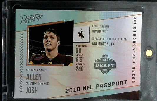 JOSH ALLEN 2018 PANINI PRESTIGE NFL PASSPORT ROOKIE RC BUFFALO BILLS