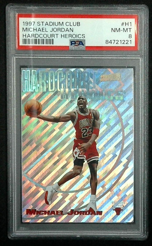 1997 Stadium Club Hardcourt Heroics #H1 Michael Jordan PSA 8 Chicago Bulls