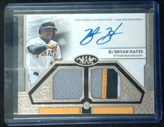 Ke'Bryan Hayes 2024 Topps Tier One Auto Dual Jersey Patch /75 Pirates