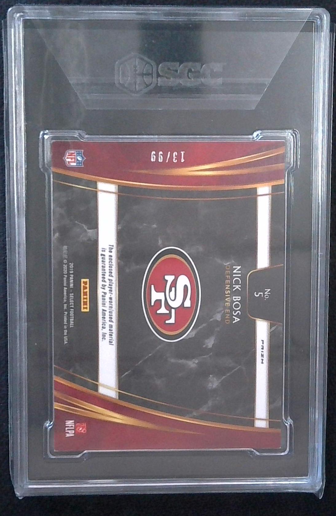 2019 PANINI SELECT NICK BOSA JUMBO JERSEY PATCH RELIC SGC 8.5
