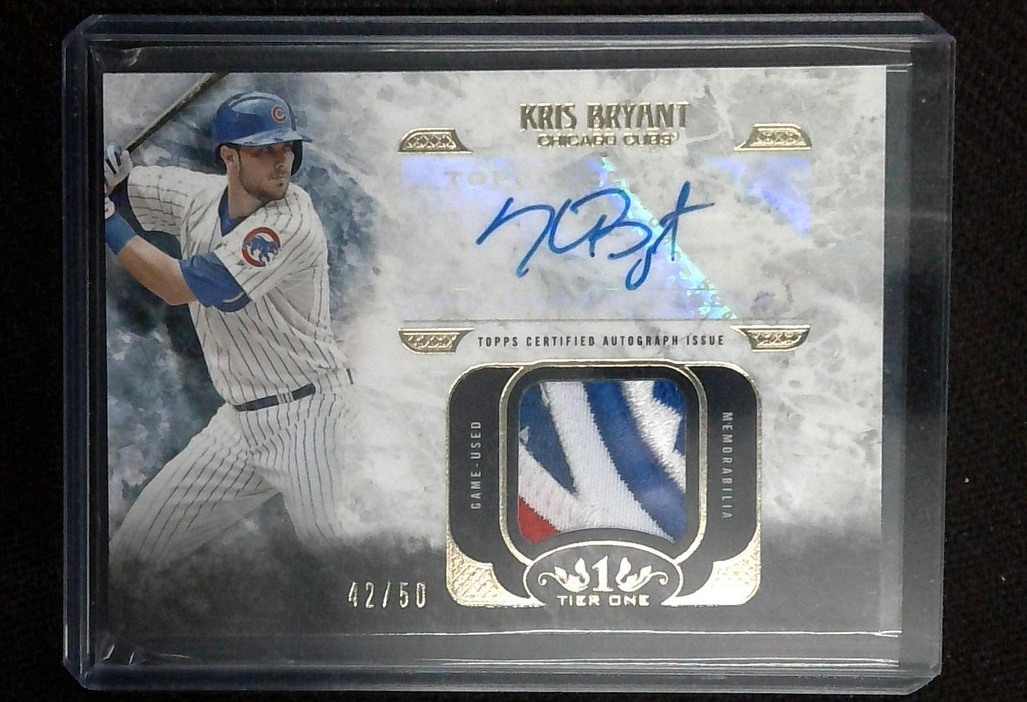 2016 TOPPS TIER ONE KRIS BRYANT JERSEY PATCH AUTO 42/50 LOGO PATCH