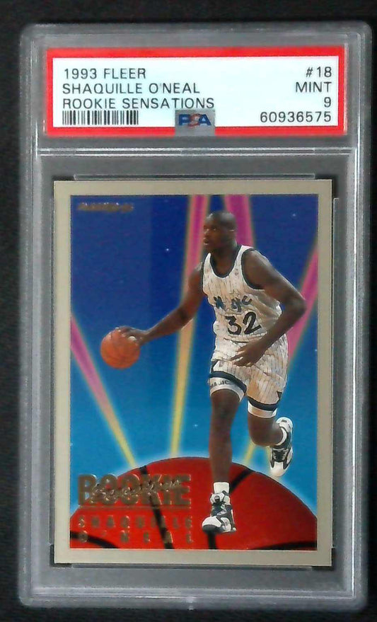 1993-94 Fleer SHAQUILLE O'NEAL Rookie Sensations Insert #18 PSA 9 Magic