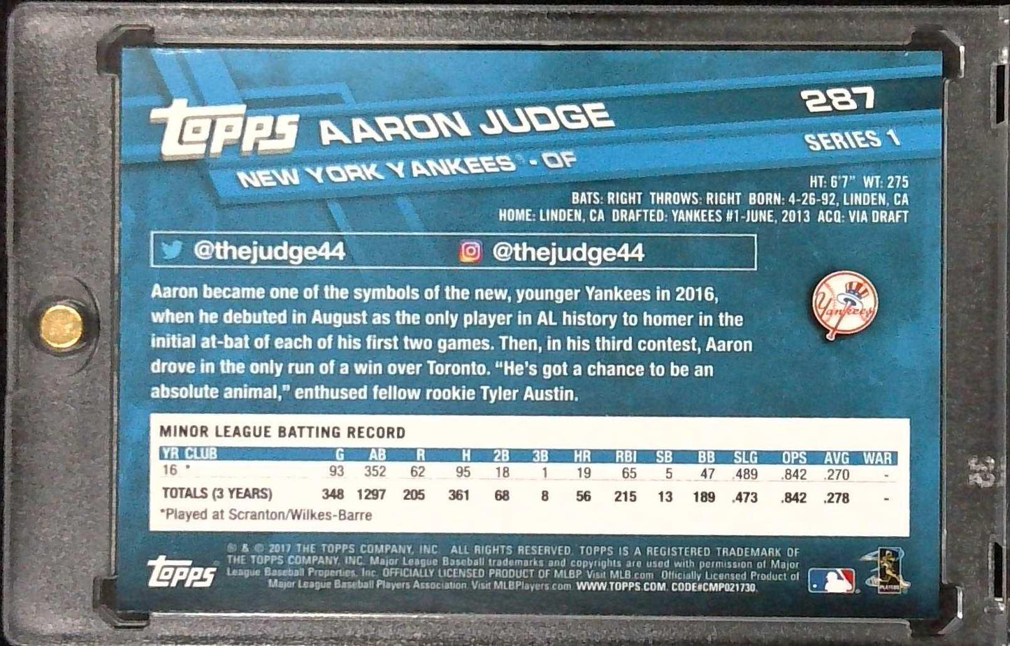2017 Topps Aaron Judge Rookie Yankees