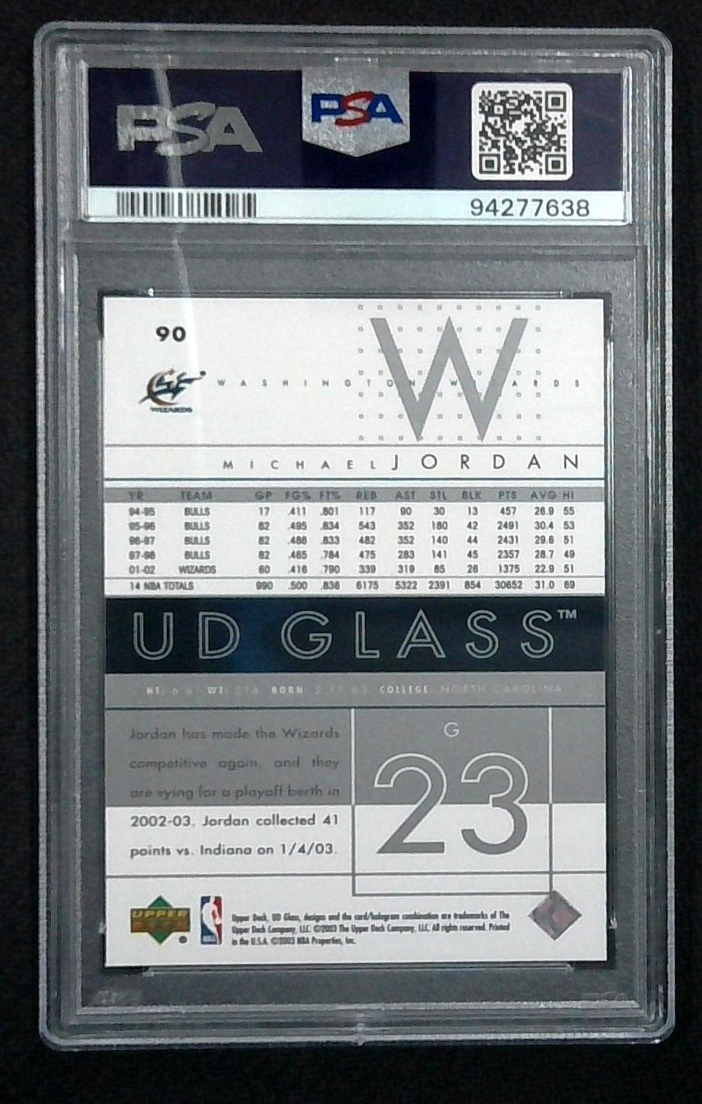 2002-03 UD Glass - Michael Jordan #90 PSA 10