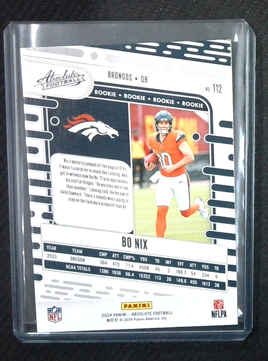 BO NIX 2024 PANINI ABSOLUTE FOOTBALL RED HOLO SPECTRUM RC /75 ROOKIE Broncos