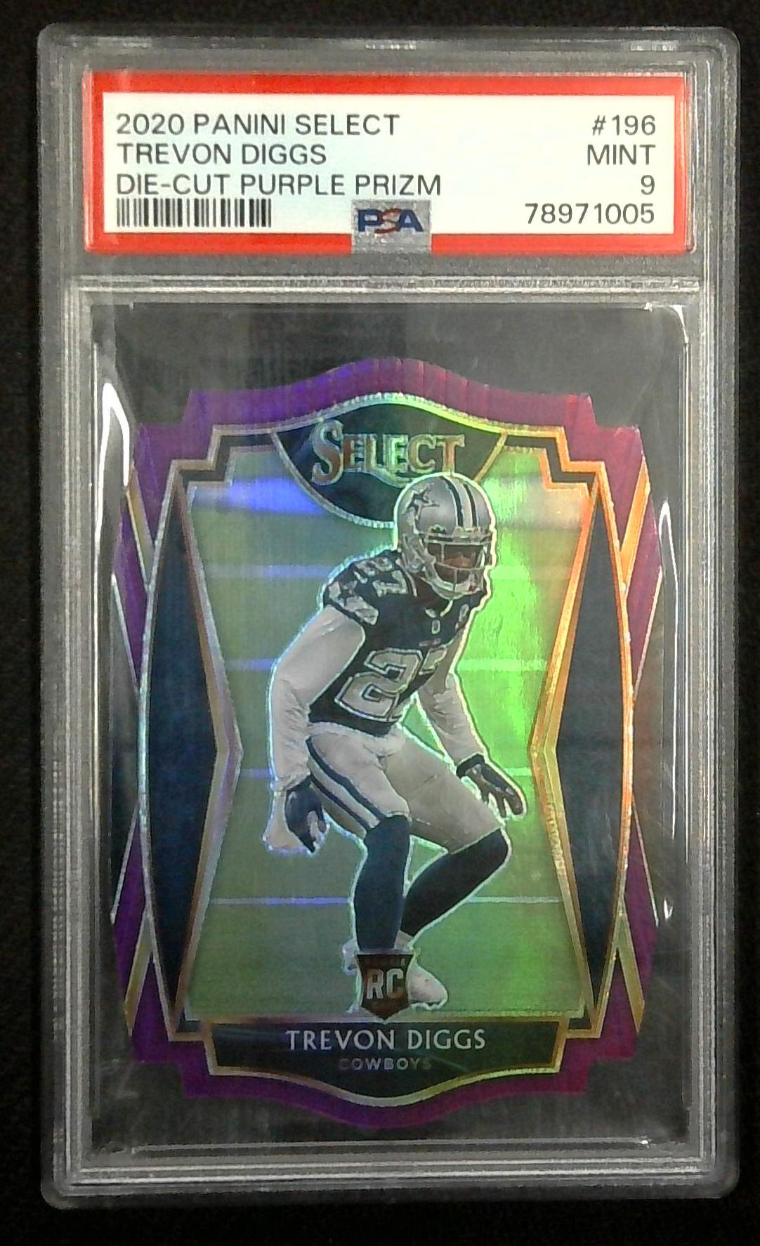 2020 Select Football Trevon Diggs PURPLE Die Cut Premier Level RC #196 Cowboys PSA 9