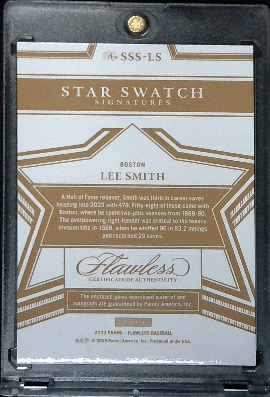 2023 Flawless Star Swatch Auto Lee Smith /10 Red Sox