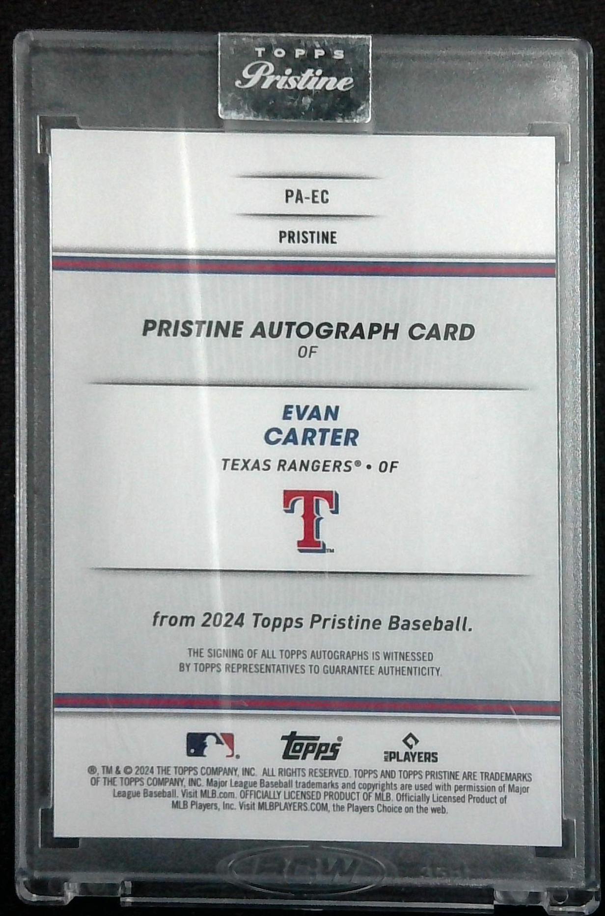 2024 Topps Pristine Evan Carter RC Auto #'d /50 Encased On Card Auto!! SSP!