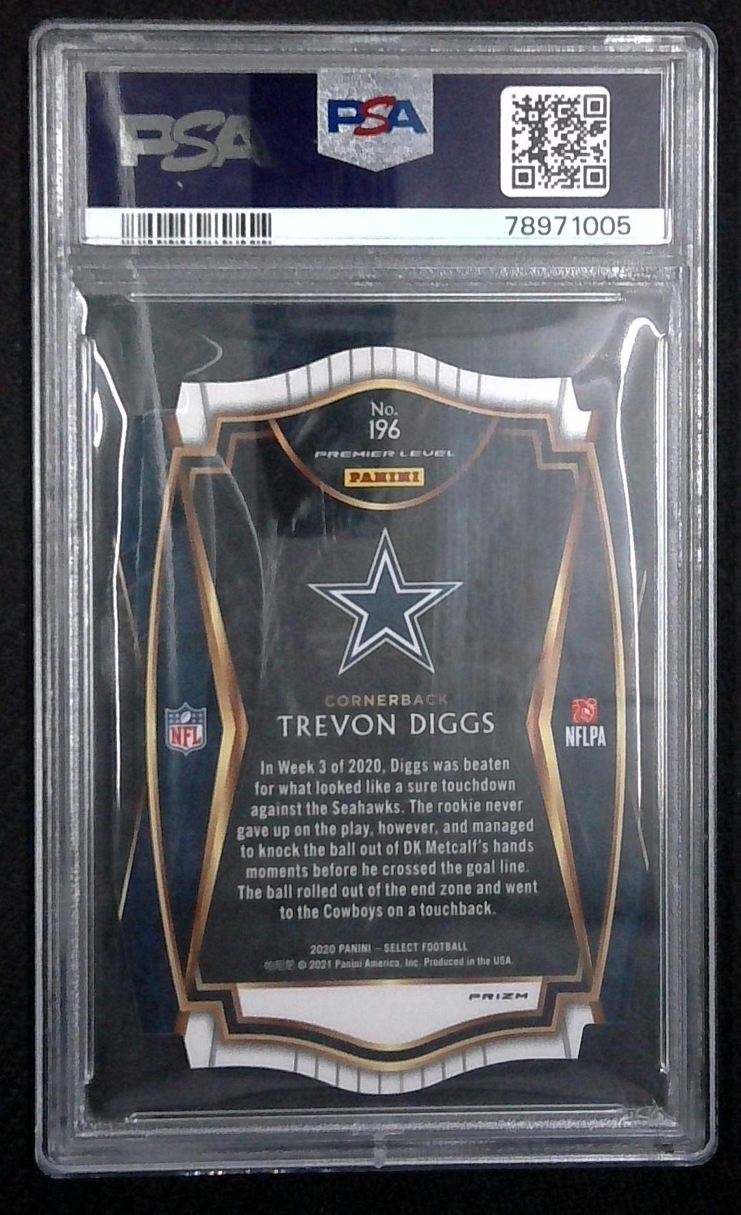 2020 Select Football Trevon Diggs PURPLE Die Cut Premier Level RC #196 Cowboys PSA 9