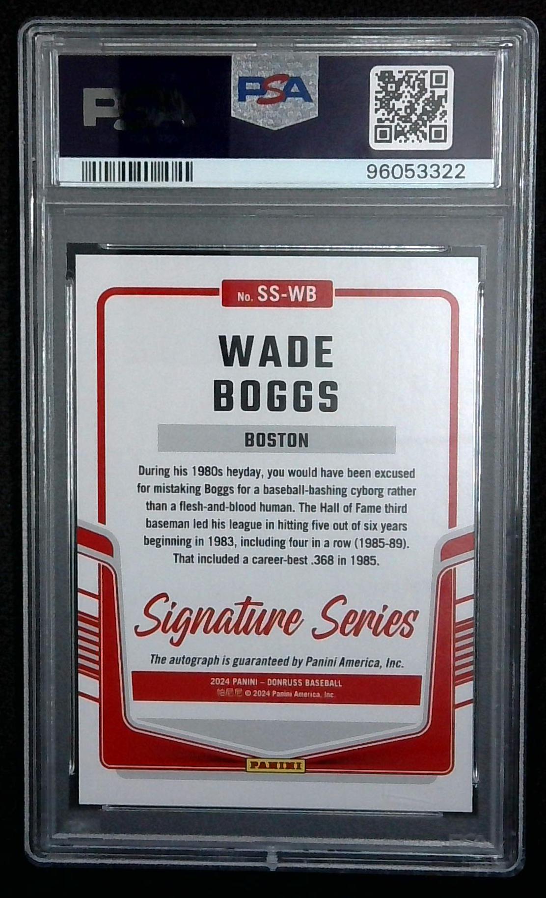 Wade Boggs 2024 Donruss Signature Series Autograph 5/10 PSA 9