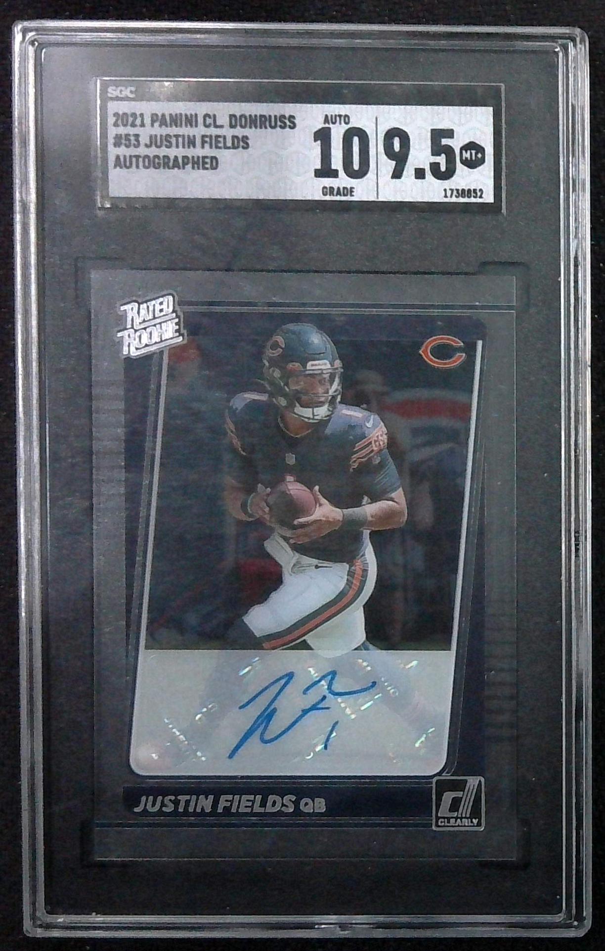 2021 Clearly Donruss Justin Fields Red Rated Rookie Auto SGC 9.5 Auto 10