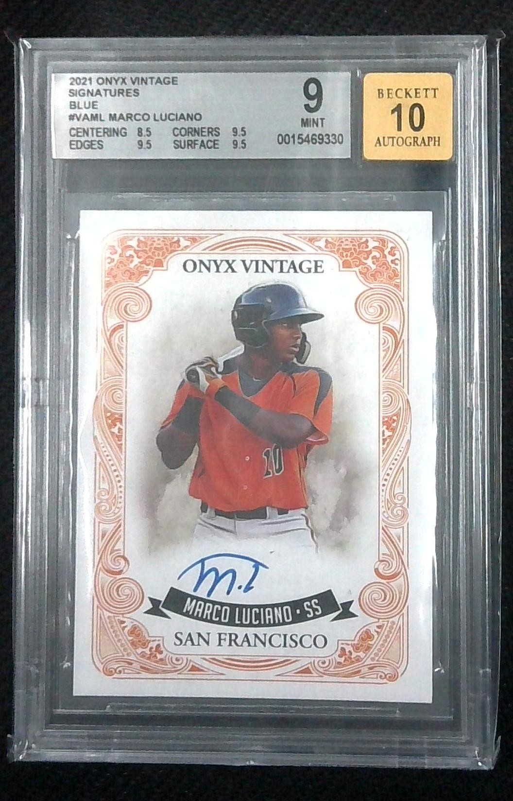2021 Onyx Vintage Blue Ink Marco Luciano ROOKIE AUTO /325 #VAML BGS 9