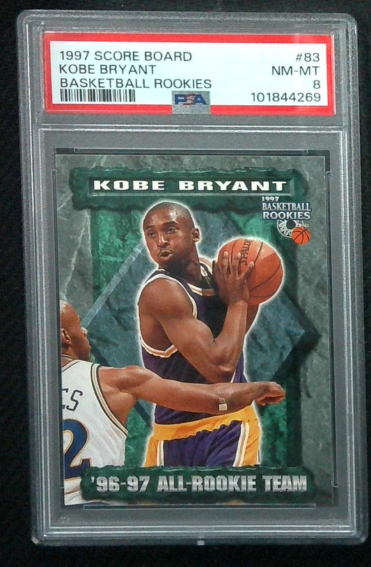 1997 SCORE BOARD BASKETBALL ROOKIES #83 KOBE BRYANT PSA 8